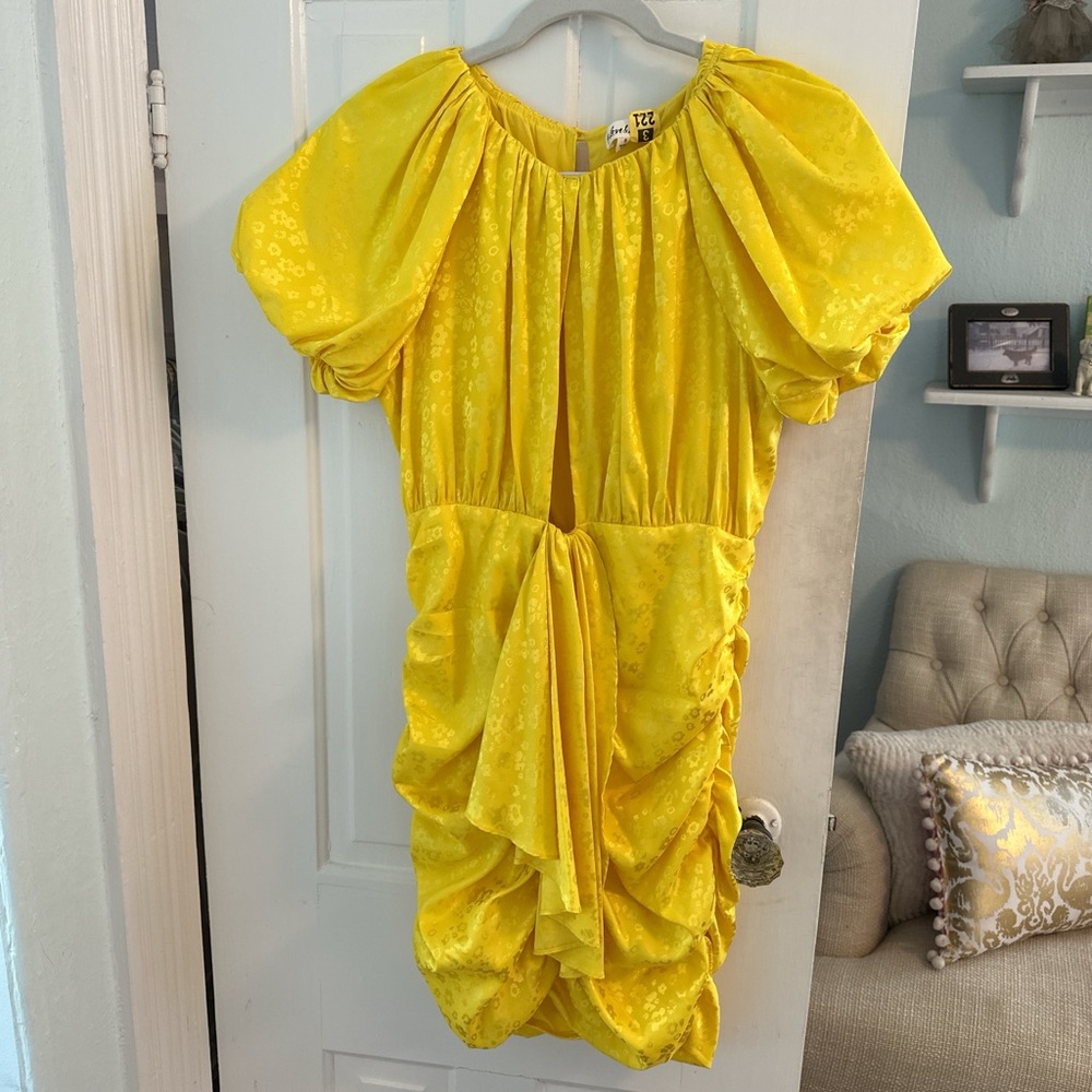 For love and lemons yellow mini dress